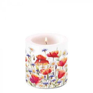 Dekorkerze klein Mohn- Candle small Poppies and cornflowers