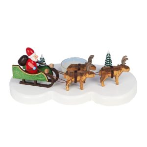 Teelichthalter Weihnachtsmann mit Rentieren, bunt