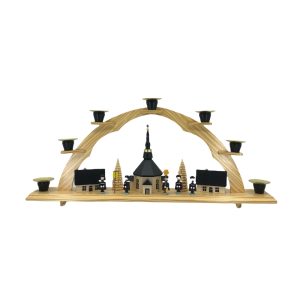 Schwibbogen mit Seiffener Kirche, Dunkel