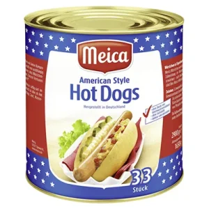 Meica, American Style, Hot Dogs, 33 Stück, 1,65 kg Dose