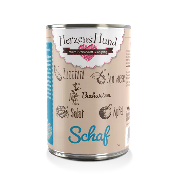 HerzensHund | Hundefutter nass Schaf mit Bio-Gemüse 400g Dose