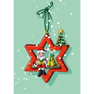 Weihnachtskarte mit Weihnachtsstern und Nikolaus “Patingo” von illi