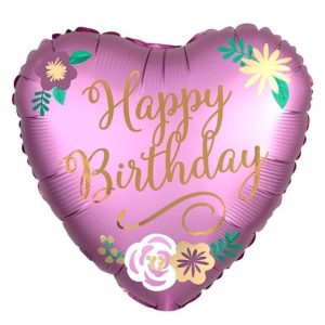 Happy Birthday Herz, 3er Ballonset mit Helium befüllt