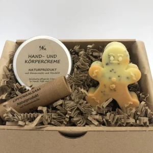 Kerzenlicht-Manufaktur/Tirol Seife |  Geschenkset WEICHE HAUT I Weihnachten Grün “Frohes Fest”
